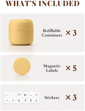Lotour Plant-Based Travel Toiletry Jars, Containers, Butter Yellow 1oz, 3PC - Image 6