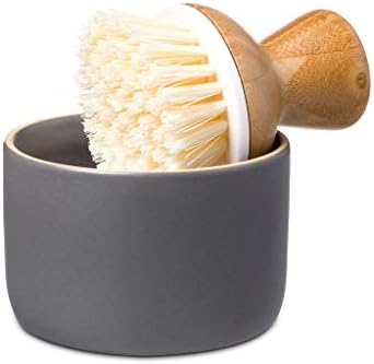 Full Circle Bubbly Palm Brush & Ceramic Soap Dispenser, Gray - Image 3