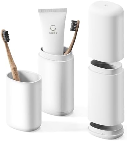 BALUCA Travel Toothbrush Case, Portable Tooth Brush Holder and Toothpaste Cover Container with Mouthwash Cup, Compact Oral Clean Tools Organizer for Traveling/Camping/School/Home - Large Capacity by Baluca