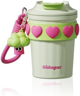 12 oz Insulated Coffee Tumbler with Lid, Cute Travel Mug, Neo Green by Sidagar