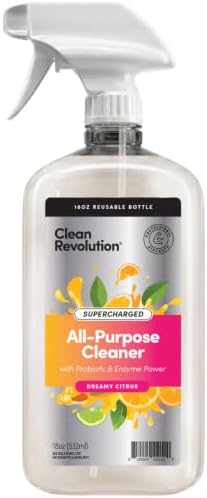 Clean Revolution SuperCharged All Purpose Cleaner Refill with Smart Probiotic + Enzyme Complex, Multi-Surface Kitchen Bathroom & Floor Cleaner, Dreamy Citrus, 18 oz (Pack of 1) by CleanRevolution