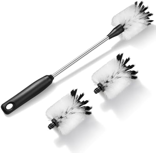 Bottle Cleaning Brush with 2 Replaceable Heads, 15 in, White by Purtribe