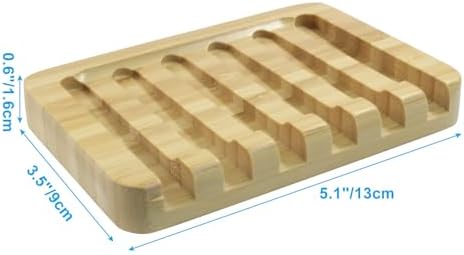 3 Pcs Bamboo Soap Dish, Wooden Color - Image 3