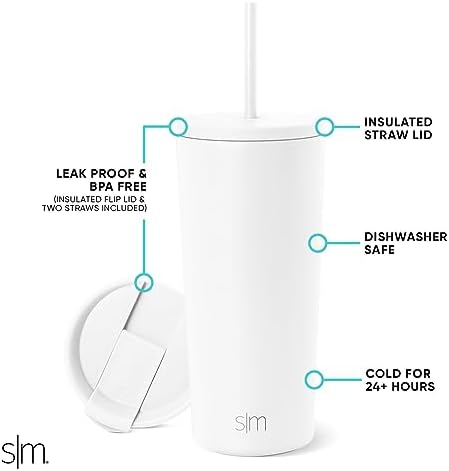 Simple Modern Iced Coffee Tumbler, Insulated | 20oz | White - Image 2