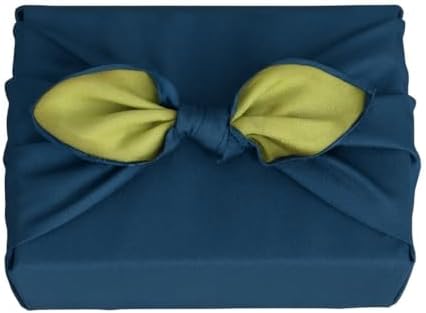Vtrbwze Furoshiki Japanese Wrapping Cloth,Eco Gift Wrap Paper,Reversible Solid Color,27.6 inches Large Reusable Bento Bag Placemats for Lunch Boxes Eco-bag Christmas Birthday Gift (Navy Blue + Green) by Unknown