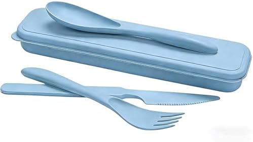 Wheat Straw Travel Utensils, BPA Free Reusable Fork Spoon Knife with Case by Unknown