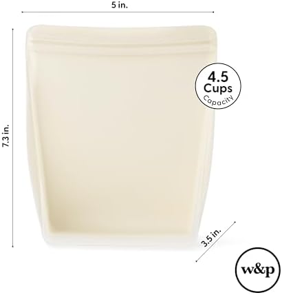 W&P Porter Silicone Reusable Storage Bag, Sandwich (36oz Stand-Up), Oat, Food Storage Container, Microwave and Dishwasher Safe, Easy Cleaning - Image 6