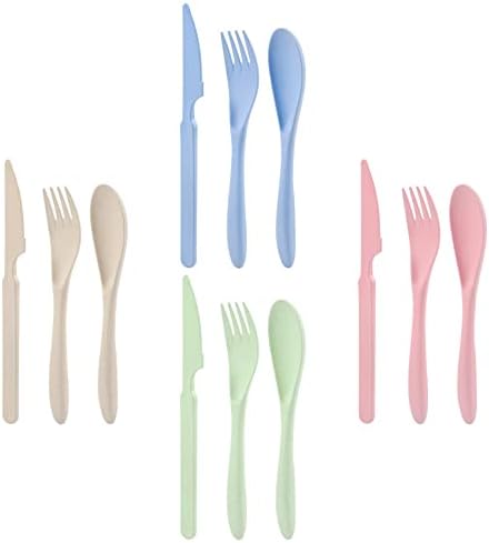 Zoyiancy 4 Sets Wheat Straw Cutlery Set, Reusable Flatware Set for Travel by ZoyiancyLifeButler