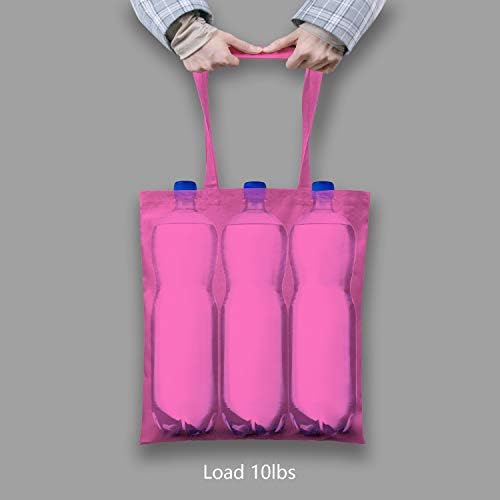 TOPDesign 6-Pack Economical 16"x15" Pink Cotton Tote Bag, Lightweight Medium Reusable Grocery Shopping Cloth Bags, Suitable for DIY, Advertising, Promotion, Gift, Activity - Image 2