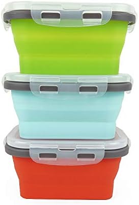 CCyanzi ECOmorning 3 Piece Silicone Food Storage Containers Collapsible Silicone Bowl with Airtight Silicone Lids, Collapsible Lunch Box - Microwave, & Freezer Safe, 350ML - Image 3