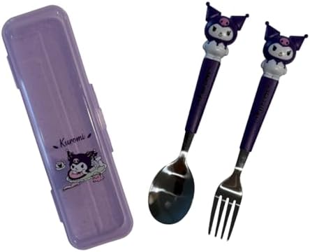 Stainless Steel Cutlery Tableware Flatware Silverware 3 Piece Set Portable Reusable Travel Cute Kawaii Anime Cartoon Dog Bunny for Boys and Girls (Purpleromi) by homb%C3%A4de