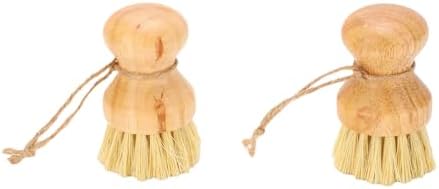 Wooden Dish Brush with Ergonomic Handle 2 Pack for Pots - Image 2