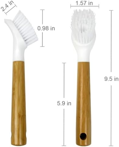 CELOX 2 Pack Bamboo Dish Brush with Handle Kitchen Scrub Brush, Dish Scrubber - Perfect for Dish Washing, Vegetable, Grill Cleaning - Image 7