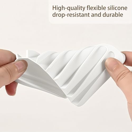 Aoheuo Modern Minimalist Style Soap Dish, Flexible Silicone Drain Soap Holder (White), 4.5" Long 3.2" Wide 0.4" High, Suitable for Kitchen, Bathroom and Bar Sinks - Image 3