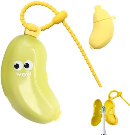 Banana-Shaped Toothbrush Cover, 2-in-1 Travel Toothbrush Case with Built-in Toothpaste Dispenser & Hanging Rope, Fits Most Electric/Manual Brush Heads for Vacation, Camping by Unknown