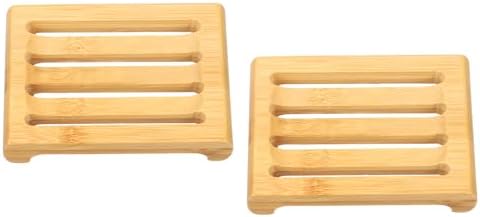 uxcell Wooden Soap Tray, 2 Pack - Wooden Soap Dish, Natural Bamboo Soap Holder, Soap Saver Tray Self Draining for Shower, Bathroom, Bathtub, Kitchen Sink by uxcell