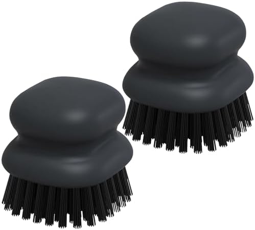 2Pack Dish Scrub Brush, Palm Brush Dish Scrubber with Ergonomic Grip, Kitchen Scrub Brushes for Cleaning for Pans, Pots, Kitchen Sink Cleaning-Black by MUUBOOX