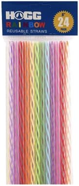 24-Pack, Reusable Straws - Rainbow, Plastic Straws Reusable, BPA Free, Dishwasher Safe, Multicolor, Replacement for Tumblers, Fits 20oz 30oz 40oz - Image 2