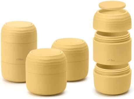 Lotour PLA Travel Refillable Containers, Jars, Butter Yellow 4 PC 1oz & 2oz by Lotour