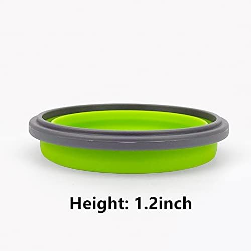 CCyanzi 3piece Round Collapsible Bowl with Lids, Silicone Food Storage Containers, Microwave & Freezer Safe, Space Saving for Kitchen Cabinet and Camping Backpack,(Green Gray) - Image 6