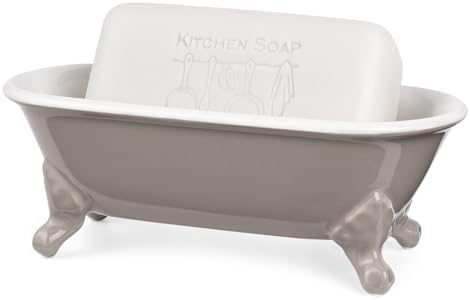 6.5" Ceramic Mini Clawfoot Bathtub Soap Dish,Bar Soap Holder,Taupe - Image 3