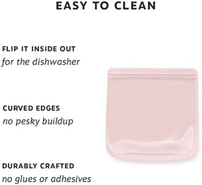W&P Porter Silicone Reusable Storage Bag, Sandwich (34oz Flat), Blush, Food Storage Container, Microwave and Dishwasher Safe, Easy Cleaning - Image 2