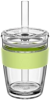 KeepCup Cold Cup - Longplay Double wall Glass Ice Coffee Tumbler with Lid and Straw - 12oz (340ml) - Chartreuse Green by KeepCup