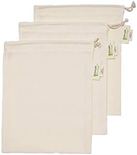Simple Ecology Reusable Grocery Produce Shopping and Storage Bags, Organic Cotton Muslin, Small 3 pack by Simple+Ecology