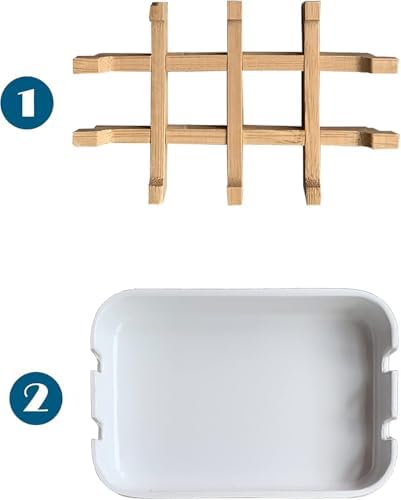 Aoheuo Modern Bamboo Fiber soap Holder and soap Dish Combination (Removable),5.12 Long by 3 Wide, 0.98 inches high, Used in Kitchens, bathrooms, and bar Sinks (White,Gray,Off White) - Image 5