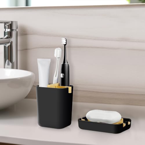 Toothbrush Holders and Soap Holder Set, Bathroom Accessories Countertop - Image 6