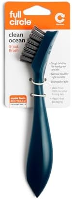Full Circle Clean Ocean Small Grout Brush, Tough Bristles, Cleans Crevices, Sustainably Made 100% From Recycled Ghost Fishing Nets, Safe for Nonstick - Image 2