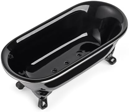 Mini Clawfoot Bathtub Soap Dish,Bar Soap Holder,Black Silver Rim - Image 6