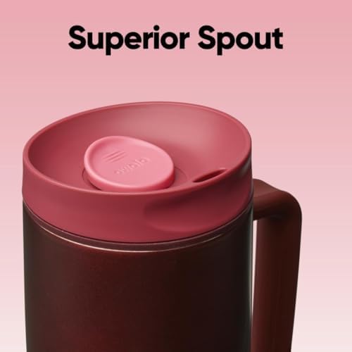Owala SmoothSip Slider Stainless Steel Insulated Travel Mug with Handle, 100% Leak Proof, For Hot and Cold Drinks, Travel Friendly with Sliding Lock Lid, BPA Free, 24 oz, Black Cherry - Image 4