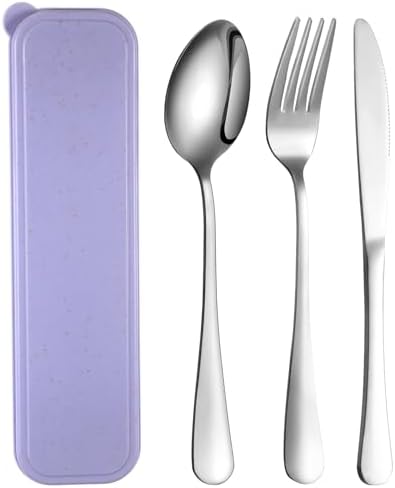 Yinkin 1 Pack Travel Silverware Set with Case for Lunch,Purple by Yinkin