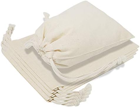 TOPDesign 10-Pack 10” x 12” Reusable Produce Bags, Muslin Bags with Drawstrings for Shopping & Storage, 100% Natural Cotton Bags, Washable, Biodegradable, Food Safe by TOPDesign