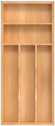 Silverware Organizer, Bamboo Kitchen Drawer Organizer, Utensil Holder, Cutlery Tray & Spoon Flatware Storage with Grooved Drawer Dividers (6.7''W x 15.5''D) by BEKVEMLIVING