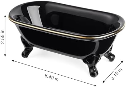 Mini Clawfoot Bathtub Soap Dish,Bar Soap Holder,Black Gold Rim - Image 5