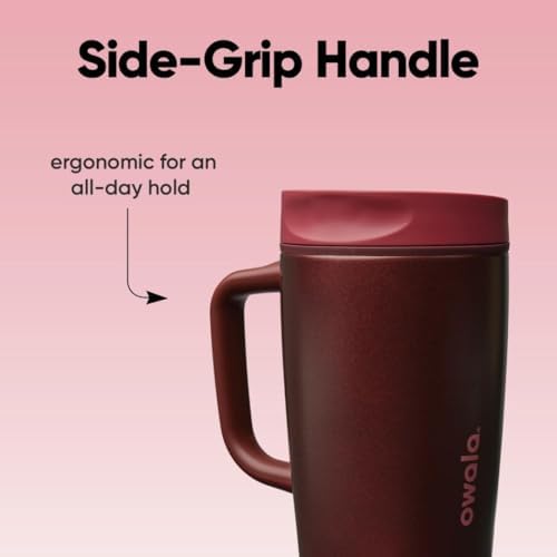 Owala SmoothSip Slider Stainless Steel Insulated Travel Mug with Handle, 100% Leak Proof, For Hot and Cold Drinks, Travel Friendly with Sliding Lock Lid, 12oz, BPA Free, Leak Proof, Black Cherry - Image 6