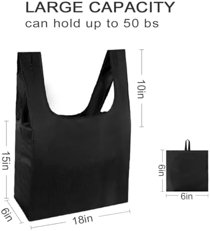 HOLYLUCK Reusable Grocery Bags,Heavy Duty Foldable Shopping Tote Bag (Extra Large, 3 Large Black) - Image 2