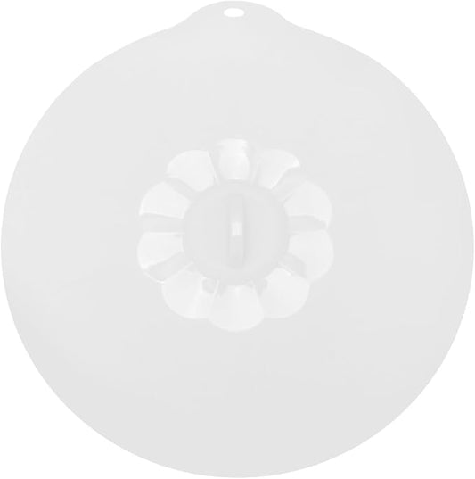 VALICLUD Food Grade Silicone Pan Lid Extra Large Round Suction Sealing Cover for Bowls and Plates Microwave Dishwasher Safe White Semi-transparent