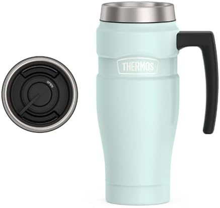 THERMOS Stainless King Travel Mug with Handle, 16oz, Matte Light Blue by Thermos