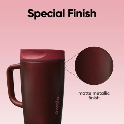 Owala SmoothSip Slider Stainless Steel Insulated Travel Mug with Handle, 100% Leak Proof, For Hot and Cold Drinks, Travel Friendly with Sliding Lock Lid, 12oz, BPA Free, Leak Proof, Black Cherry - Image 5