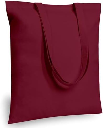 TOPDesign 24-Pack Economical 16"x15" Burgundy Cotton Tote Bags, Lightweight Medium Reusable Grocery Shopping Cloth Bags, Suitable for DIY, Advertising, Promotion, Gift, Activity by TOPDesign