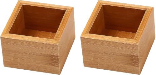 YBM Home Bamboo Drawer Organizer Storage Box for Kitchen Drawer, Junk Drawer, Office, Bedroom, Children Room, Craft, Sewing, and Bathroom, 2 Pack 3x3x2 inch by YBMHome