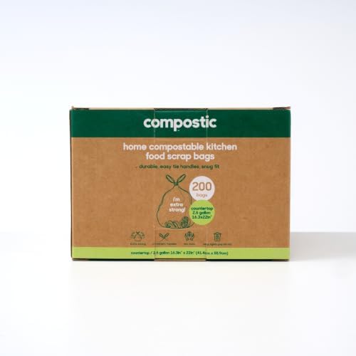 Compostic Compostable Trash Bags, 2.6 Gallon Bathroom Bin, 200 Ct by COMPOSTIC
