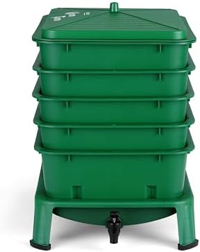 Blütezeit 5-Tray Worm Compost Bin, 53QT Worm Composter Indoor & Outdoor, Worm Farm Starter Kit for Vermicomposting, Recycling Food Waste (Green) - Image 3