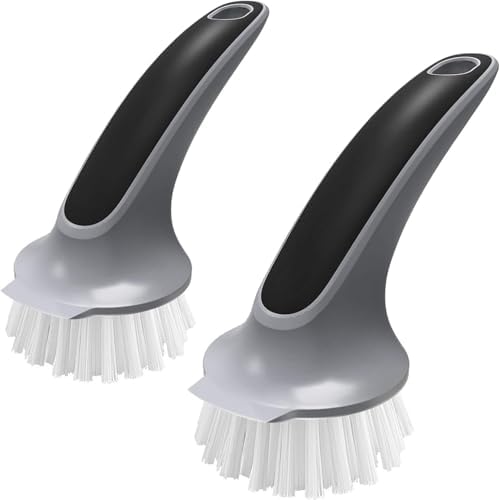MR.SIGA Pot and Pan Cleaning Brush, Dish Brush for Kitchen, Gray, Pack of 2 by MRSIGA