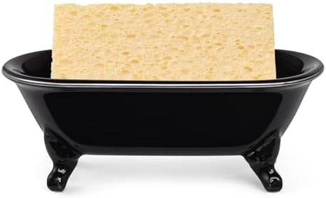 Mini Clawfoot Bathtub Soap Dish,Bar Soap Holder,Black Silver Rim - Image 2