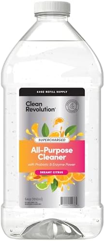 Clean Revolution SuperCharged All Purpose Cleaner Refill with Smart Probiotic + Enzyme Complex, Multi-Surface Kitchen Bathroom & Floor Cleaner, Dreamy Citrus, 64 Fl oz (Pack of 1) by CleanRevolution