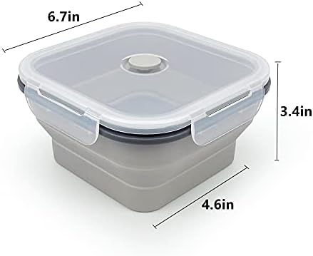 CARTINTS Large 1200ml Collapsible Bowls with Lids, Silicone Food Storage Containers, Space-Saving Meal Prep Containers For Kitchen and Outdoors Camping, Set of 3, Grey - Image 3